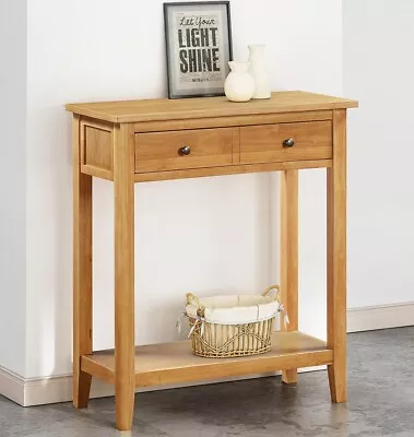 Large Oak Effect Console Table - Wooden Hallway Side / Telephone / Pant Table • £119.99