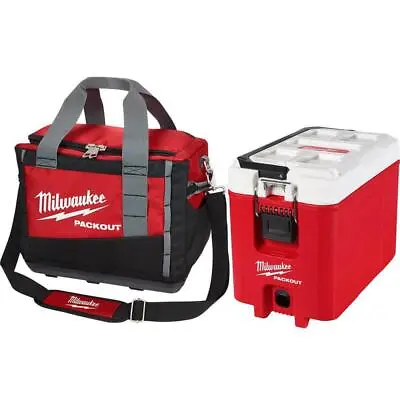 Milwaukee PACKOUT Modular Tool Bag 15  Zippered Top W/ Compact 16 Qt. Cooler • $185.97