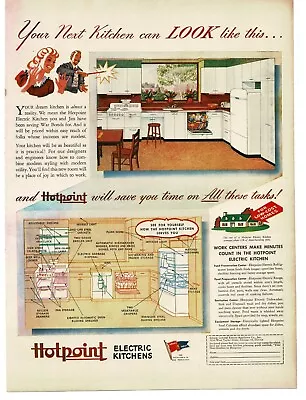 1944 Hotpoint Electric Kitchen Appliances MCM Vintage Print Ad • $8.95