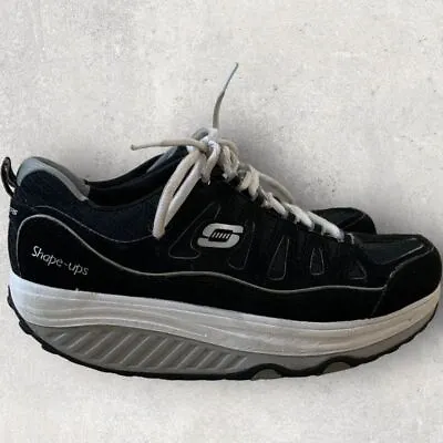 Skechers Shape-Ups Shoes Women’s Size 9.5 Black Leather Walking Comfort Sneakers • $27.99