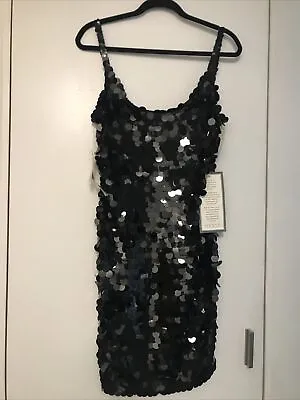 Vintage Rampage Paris Black Sequin Dress - Hand Beaded -Sz Large-  NWT • $65