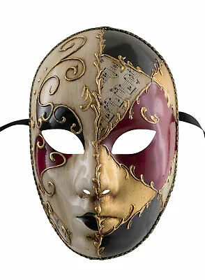 Mask Venetian Fancy Dress Black Red Golden Mystery Carnival Venice 929 V64 • $100.42