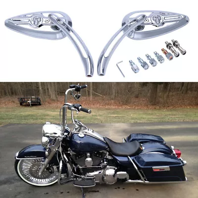 Pair Chrome Motorcycle Skull Mirrors For Harley Davidson Road King FLHR Special • $39.85