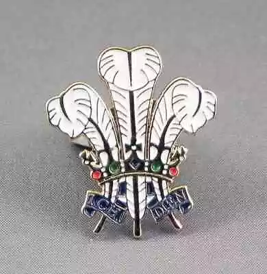 New Prince Of Wales Feathers Shield Coat Of Arms Logo Pin Badge Tie Pin Metal • £2.15