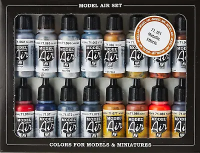 Vallejo Metallic Set Model Air Paint 17ml 16-Pack • $38.08