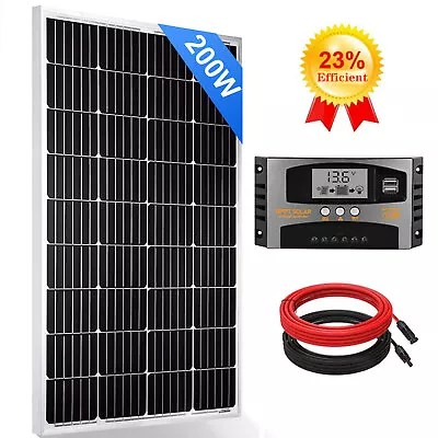 PFCTART 200W Watt Monocrystalline Solar Panel Kit 12V Volt For Home RV Camping • $169.99