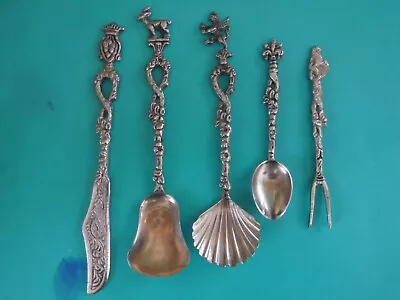 3 Vintage Ornate Spoons All Marked Italy 1 Fork And 1 Knife With No Markings Tha • $33.72