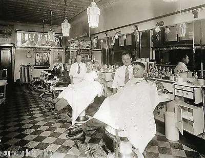 Old Time Barber Shop Vintage Barber Chairs Hair Tonic Bottles Detroit MI CLASSIC • $8.99