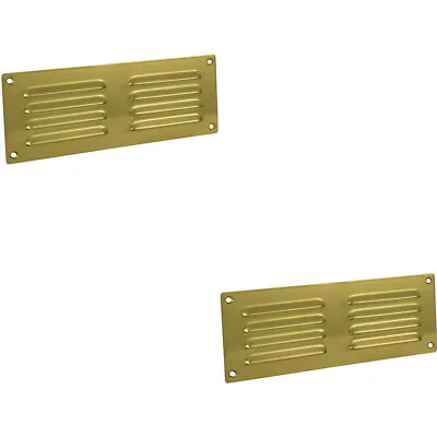 2x 242 X 89mm Hooded Louvre Airflow Vent Polished Brass Internal Door Plate • £37.99