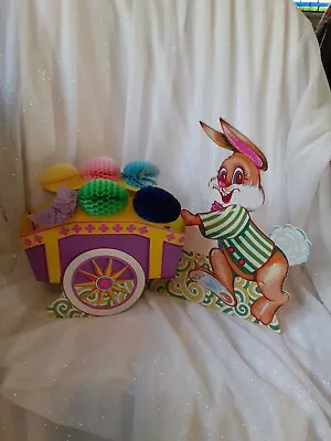 Vintage  Honeycomb Easter Bunny Basket With Eggs Centerpiece  • $14.99