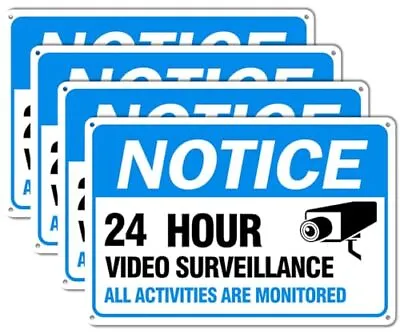 Video Surveillance Sign 4-Pack 12  X10  Security Camera Sign Reflective And W... • $16.60