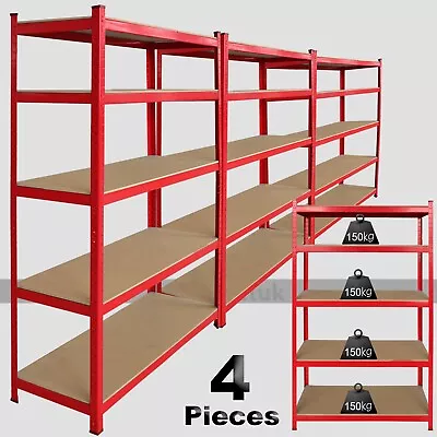 4X 5 Tier Racking Heavy Duty Garage Shelving Storage Shelves Boltless Steel Unit • £99.99