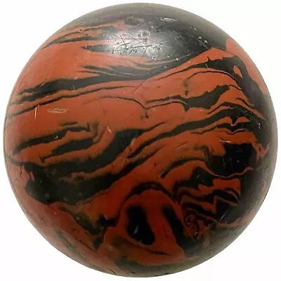 RED BLACK SWIRL DUCKPIN BOWLING BALL MARS VENUS EXOPLANET  3 Lb 11 Oz VINTAGE • $19.99