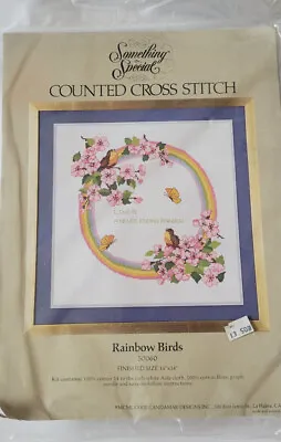 Vintage Cross Stitch Kit Something Special 50060 Rainbow Birds Floral New 1983 • $79.99