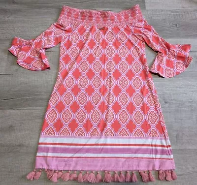 Cabana Life St. Barts Off The Shoulder Dress Pink Women's Size Medium  • $34.99