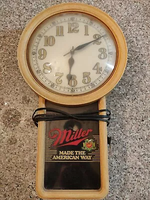 Vintage 1986 Miller Beer Made The American Way Lighted Beer CLOCK / SIGN Parts • $59.46