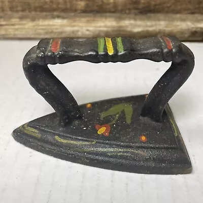 Antique Miniature Sad Iron Cast Primitive Salesman Sample Hand Painted 3 3/8” L • $12