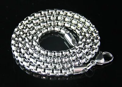 18-40 MEN's Stainless Steel 5mm Silver Smooth Box Link Chain Necklace • $8.99