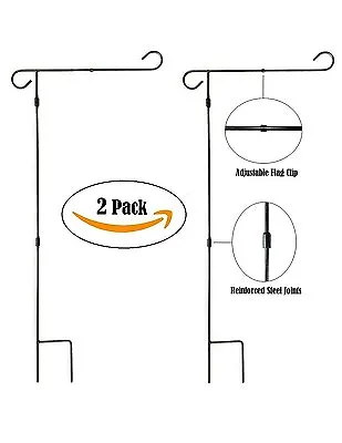 (Lot Of 2) Powder Coated Wrought Iron Garden Flag Stand (17.5 Wide 38 High) • $18.88
