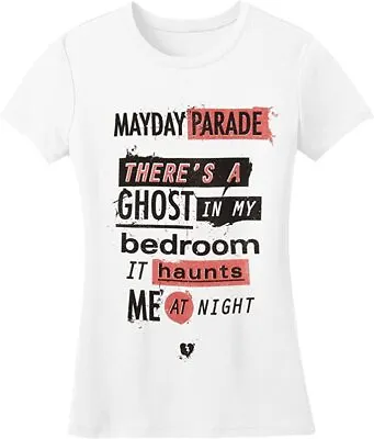 Mayday Parade Juniors There's Ghost In My Bedroom Lyrics White Shirt New XS-3XL • £9.64