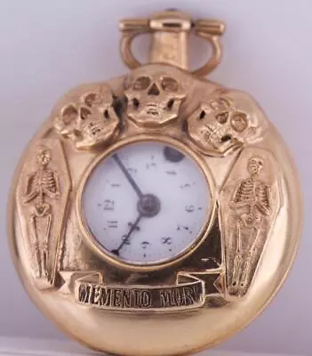 Antique Victorian Doctor's Pocket Watch Verge Fusee Gilt Skull Skeletons Case • $6000