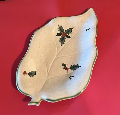 Mikasa’s “Festive Season” (#EB 451) Leaf Shaped Christmas Dish W/Holly & Berries • $22