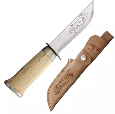 Marttiini Lapp 245 Fixed Knife 5  Stainless Steel Blade Curly Birch Handle 010C • $96.39