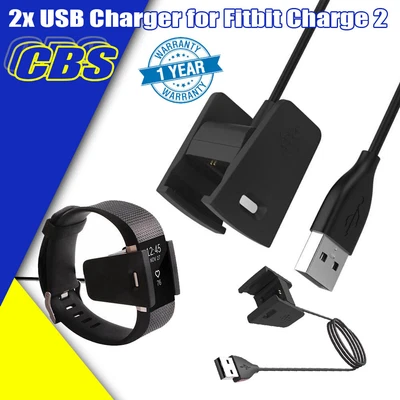 $14.29 • Buy 2 X USB Charger Charging Cable For Fitbit Charge 2 Wristband Smart Fitness Watch