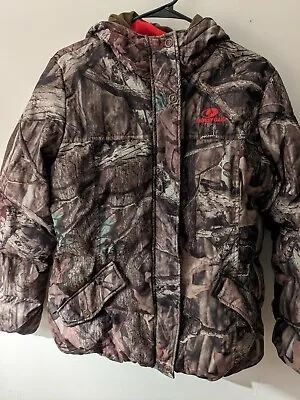 Womens Mossy Oak Break Up Infinity Camo Hooded Puffer Jacket Coat XL • $11.99