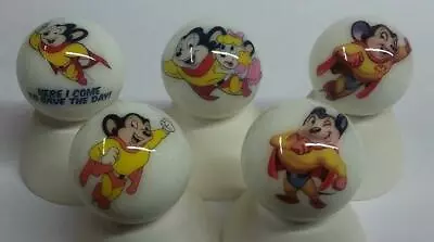 Very Nice Set Of 5 Mighty Mouse Glass Marbles • $14.99