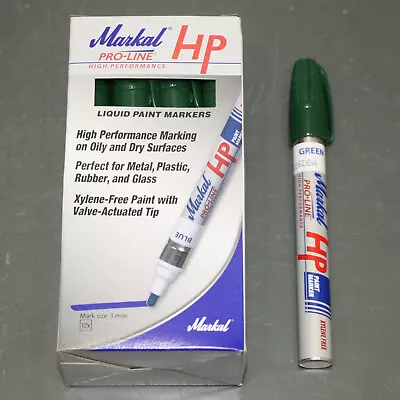 (12) Markal Pro-Line Permanent Paint Marker 96966 Green HP Liquid Medium Tip • $24.95