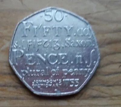 50p Coin Johnson's Dictionary 1755 Saxon Plural Of Penny 2005  - Circulated (3) • £3.20