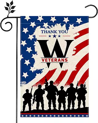 Veterans Day Monogram Letter W Patriotic Garden Flag Vertical Double Sided Burla • $10.58