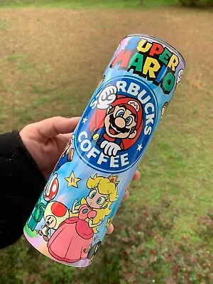 Super Mario Tumbler 20oz Cup Mug Hot Cold Drinks W/ Lid Straw Stainless • $19.95