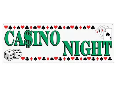 Casino Night Sign Banner Party Decoration Cards Dice Poker Las Vegas Event Decor • $35.99