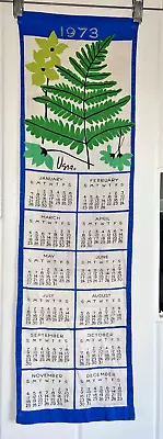 VTG 1973 Vera Neumann Blue/Green Tea Towel Calendar 9 X 30 Ferns & Flowers • $19.50