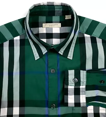 AUTH Burberry XS Green Nova Check Shirt Long Sleeve • $85