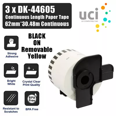 3x PRINTER LABEL Fits For BROTHER QL500 DK44605 QL570 QL580 QL700 QL720NW QL1050 • £12.50