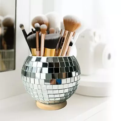 Disco Makeup Brush Holders Organizer Mirror Ball Cosmetic Brush Cup Bling C... • $36.30