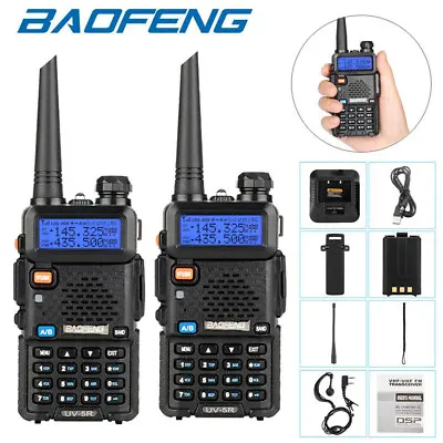 £40.99 • Buy 2 Packs Baofeng UV-5R Walkie Talkies UHF VHF Dual Band Two-Way Radios