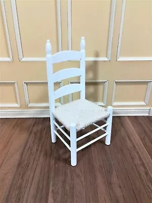 Dollhouse Miniature Chair Ladderback White With Rush Seat 1:12 Scale Furniture • $7.99