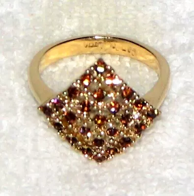 Antique Camille Lucia Ring Brillant Red Garnets On Brass Ring Sz. 8 3/4 • $25.99