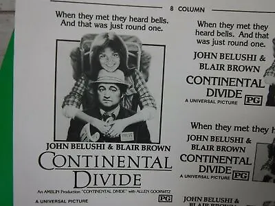 CONTINENTAL DIVIDE Movie Mini Ad Sheet Vintage Advertising Poster Clip Art • $44.43