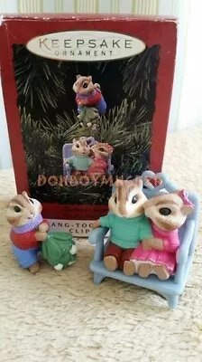 Hallmark 1994 Mistletoe Surprise Chipmunk Christmas Ornament Set • $10.19