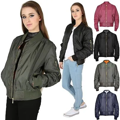 £7.99 • Buy Womens Ladies Girls Classic MA1 Military ZipUp Biker Vintage Retro Bomber Jacket