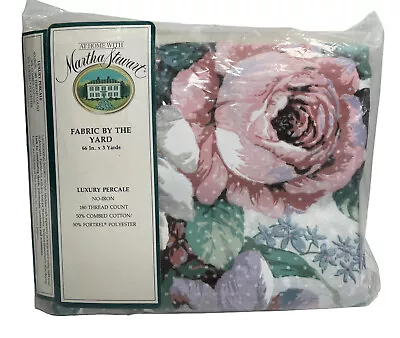 Vintage Martha Stewart Swiss Garden Fabric Luxury Percale 45  X 3 Yards Floral • $19.99