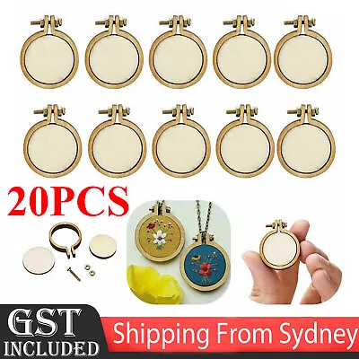 20 Packs Mini Embroidery Hoop Ring Wooden Cross Stitch Frame Kit For Hand Craft • $10.95