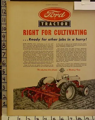 1948 Ford Tractor Farm Agriculture Cultivate 3 Point Hitch Ad 23164 • $28.95