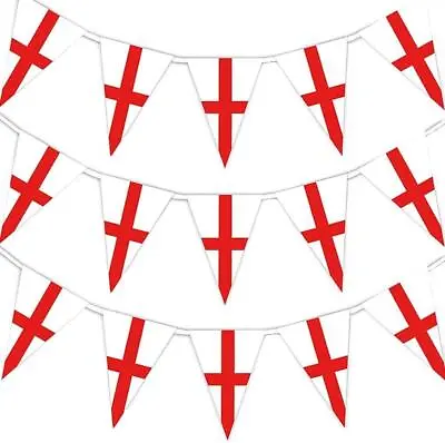 £3.99 • Buy 10m England Bunting Banner Triangle Flags St Georges Day Euro Sports Events
