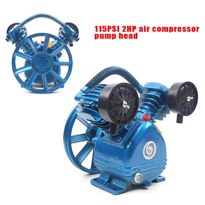 Air Compressor Pump Twin Cylinder 2 Piston V Style 2HP Head Single Stage Blue • $135